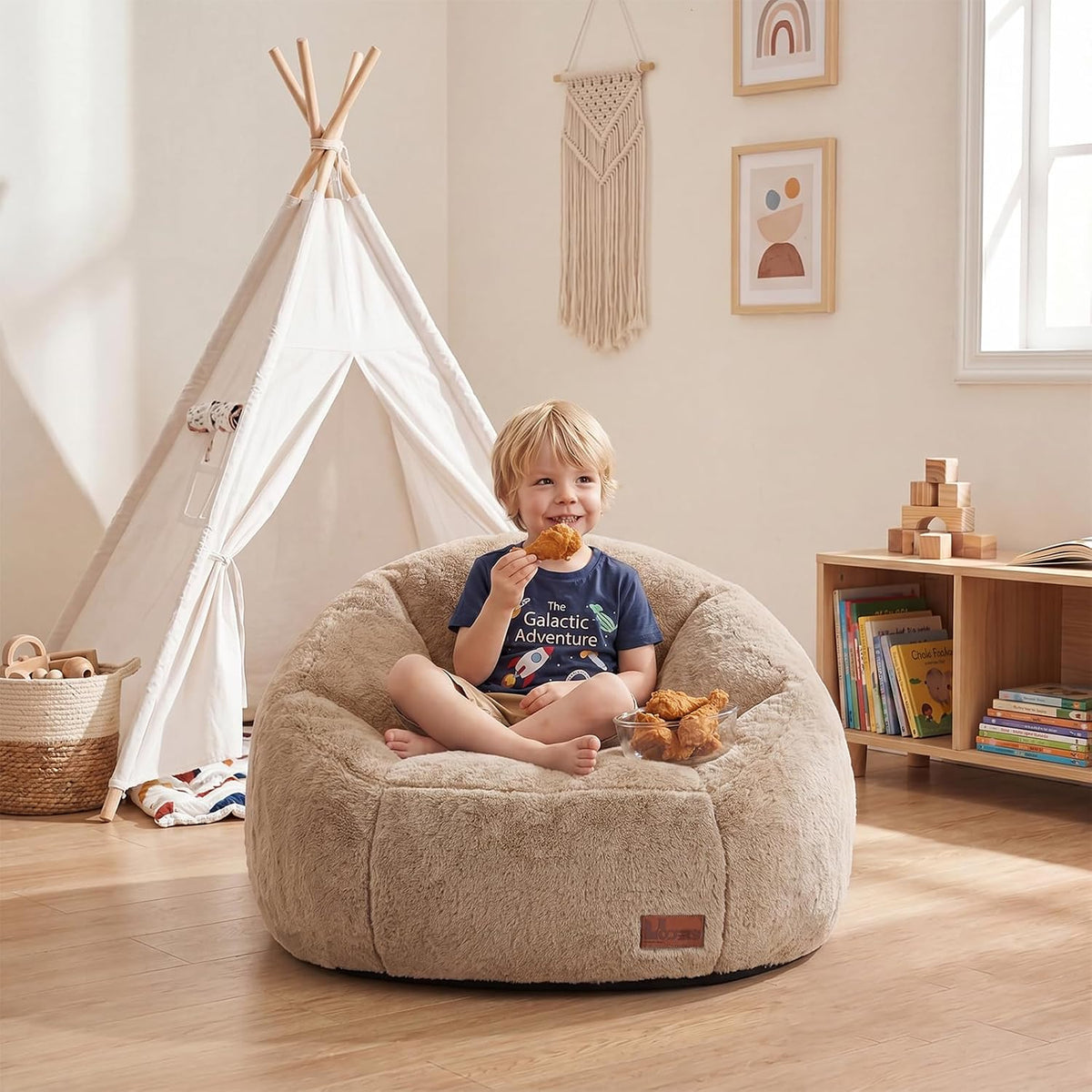 Bean Bag Chair for Kids, Cozy Fluffy Beanbag Chairs with Filler for Teens and Kids, Floor Lazy Sofa for Living Room, Gaming & Reading(S-Brown) - Image 11