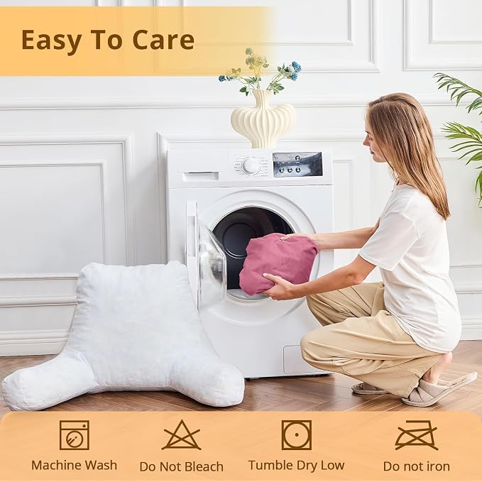 Sasttie Reading Pillow for Bed, Back Pillow for Sitting Up, Rose Pink | 18" Backrest Support Cushion for Couch, Sofa, and Floor, Dorm Essentials, OEKO-TEX, Adjustable Down Alternative Fill - Image 8