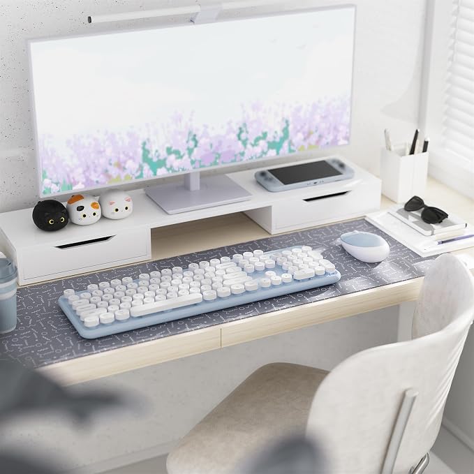Colorful Wireless Keyboard and Mouse Combo Blue White | Full-Sized Office Keyboard with Typewriter Flexible Keys, 2.4GHz Dropout-Free Connection, Optical Mouse for PC Laptop - Image 2