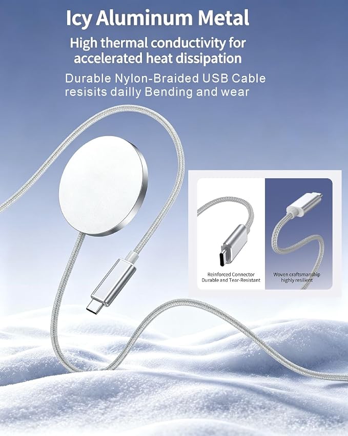 25W for MagSafe Wireless Charger: Magnetic Wireless Charging Pad for iPhone 17 16 15 14 & AirPods 4-2 Pro, Fast Portable Mag Safe Charger for Samsung Galaxy S26 S25 S24 (Included 45W Adapter) - Image 9