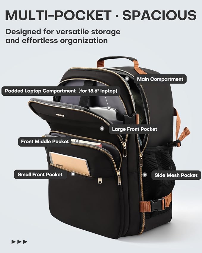 HOTOR Travel Backpack Women Flight Approved Carry on Bag | 15.6inch Laptop Computer Bag Flight Approved Personal Item Travel Bag for Work, Business, College - Image 3
