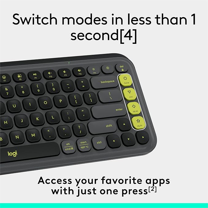 Logitech POP ICON Keys Wireless Bluetooth Keyboard - Graphite and Green | Comfortable typing, Bluetooth, programmable keys, easy-switch up to 3 devices, for laptop, tablet, PC - Image 5