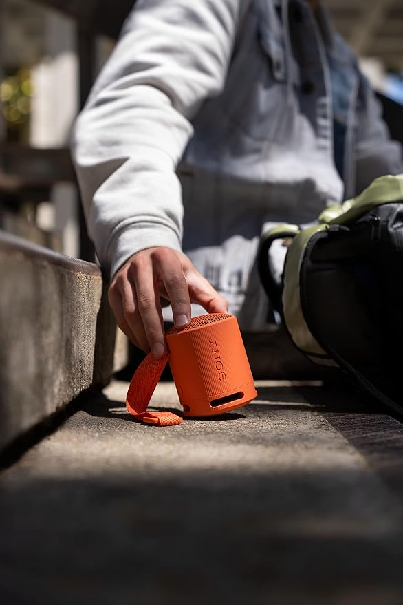 Sony SRS-XB100 Wireless Bluetooth Portable Lightweight Speaker, Orange | 16 Hr Battery, Super-Compact Travel Speaker, IP67 Waterproof & Dustproof Shower Speaker, Versatile Strap, Hands-free Calling - Image 11