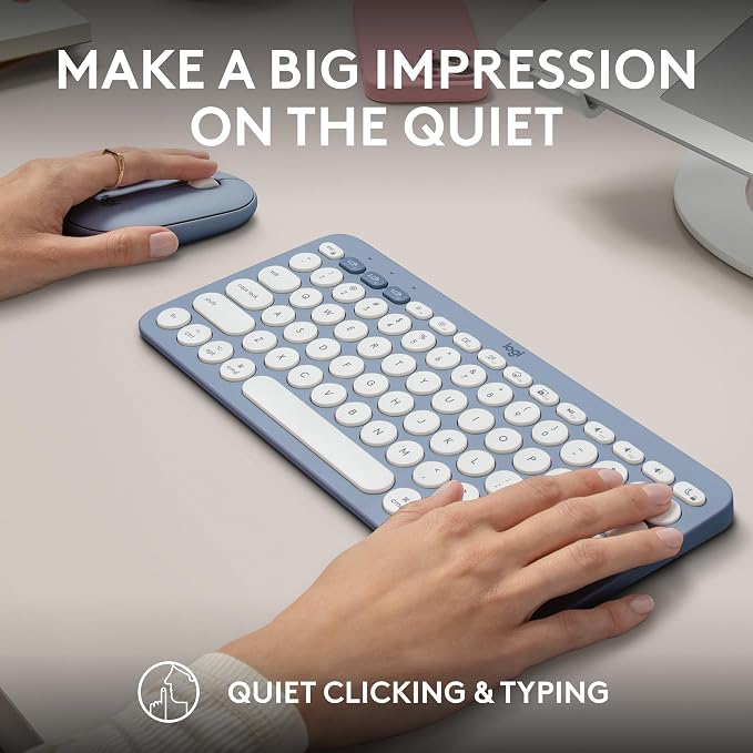 Logitech Pebble 2 Combo Mac Wireless Keyboard and Mouse - Tonal Blue | Slim, quiet, portable, customizable, Bluetooth, Easy-Switch, for Mac, macOS, iPadOS - Image 8