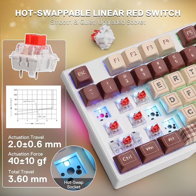 Redragon K668 108-Key Hot-Swap Wired RGB Gaming Keyboard, Extra 4 Hotkeys | Dedicated Shortcut Keys for Mute, Calc & Desktop, Cushioned Noise Dampening for Creamy Thocky Sound, Swap-Ready, PRO Software - Image 5