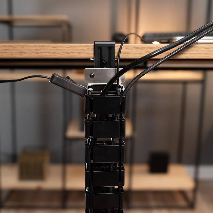 VIVO No Drill Clamp-on Desk Vertebrae Cable Management Kit, Adjustable Quad Entry Flexible Cord Organizer for Home Office, Black, DESK-AC01P-B - Image 9
