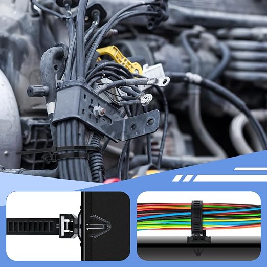Funnymoom 200 Pcs Wire Loom Routing Clips, 15 Sizes Push Mount for Car | Cable Zip Ties Included, Universal Harness Clip Replacements, Push-in for Easy Install, Fits Automotive Wire Management - Image 4