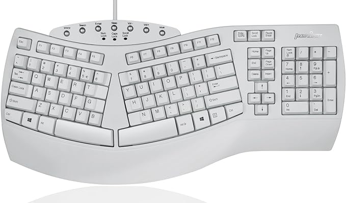 Perixx PERIBOARD-512W Periboard-512 Ergonomic Split Keyboard - Natural Ergonomic Design - White - Bulky Size 19.09"X9.29"X1.73", US English Layout by PerixxComputerGmbH