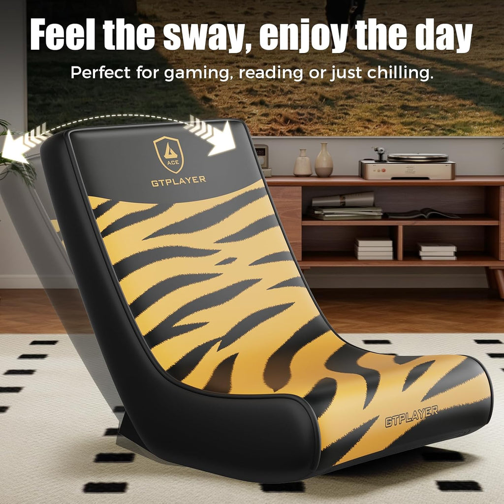 GTPLAYER Floor Rocking Gaming Chair – Floor Rolling Game Chairs with Angle Limiter, Gamer Rocker Floor Seat, Compact & Lightweight, Orange Tiger Patterned (Large) - Image 5