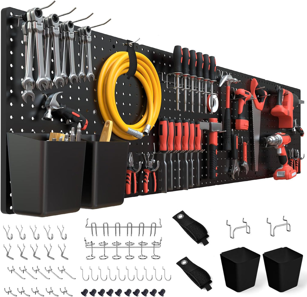 FZK Modular Plastic Peg Board Wall Organizer Kit, 16x16, Black by FZK