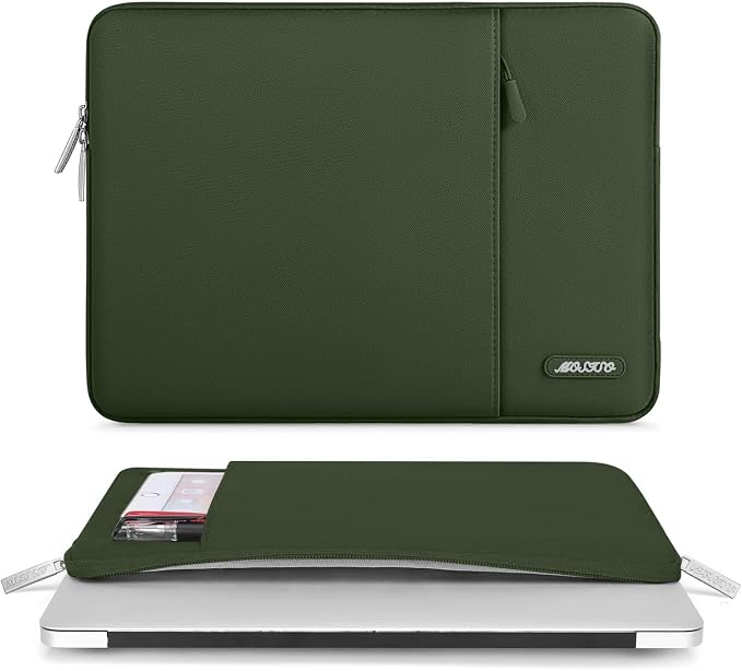MOSISO Laptop Case 15 inch, Laptop Sleeve Bag with Pocket | Compatible with MacBook Air 15 inch M5 M4 M3 M2 2026-2023, Dell XPS, Polyester Vertical Computer Bag, Army Green - Image 3