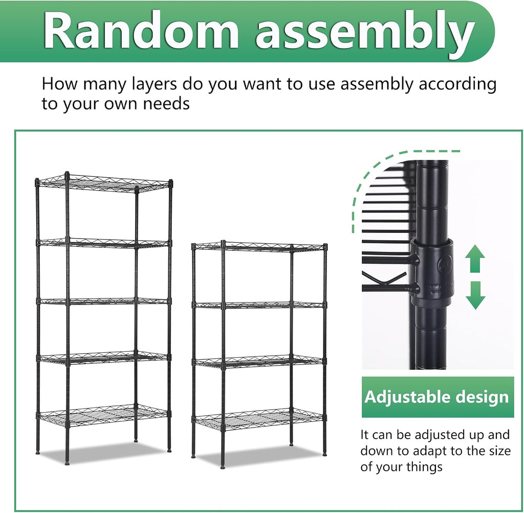 BestOffice | 5-Tier Wire Shelf | 22" x 12" x 48" | Black - Image 6