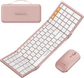 ProtoArc XKM01 Full-Size Foldable Keyboard Mouse Combo for Travel - Pink | 105-key keyboard, slim mouse, hard case and phone stand; 3-device Bluetooth & 2.4G switching, for travel office use by ProtoArc