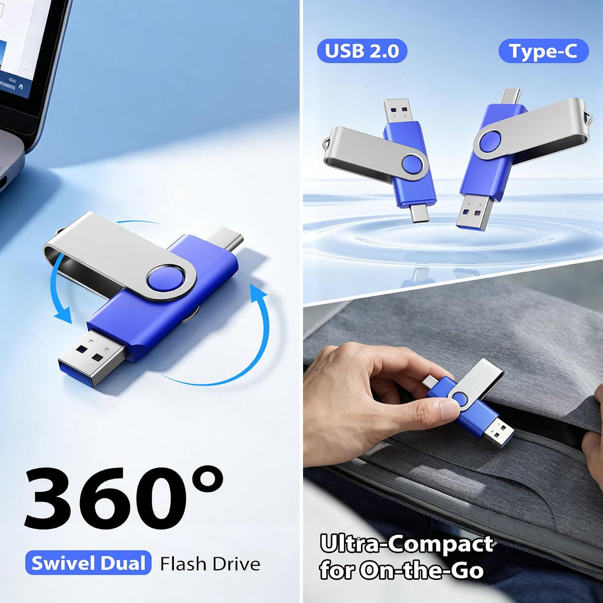 32GB Flash Drives Dual Thumb Drives USB 2.0, 2Pack - Image 5