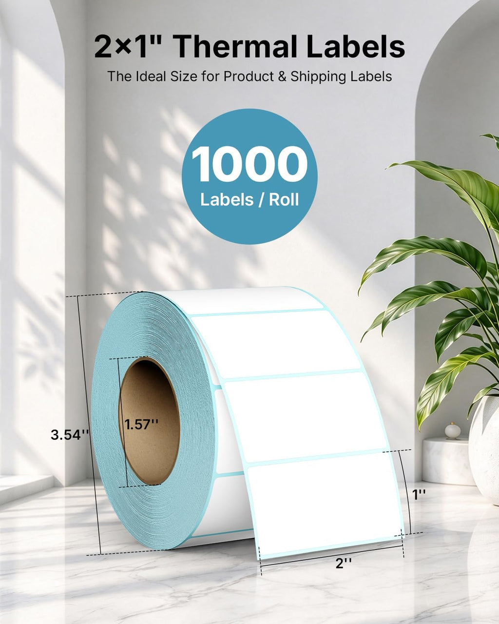 Rongta Direct Thermal 2x1 Barcode Labels - Roll of 1,000 Thermal Labels - Image 2