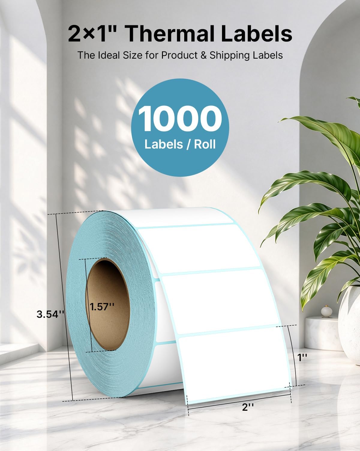 Rongta Direct Thermal 2x1 Barcode Labels - Roll of 1,000 Thermal Labels - Image 2