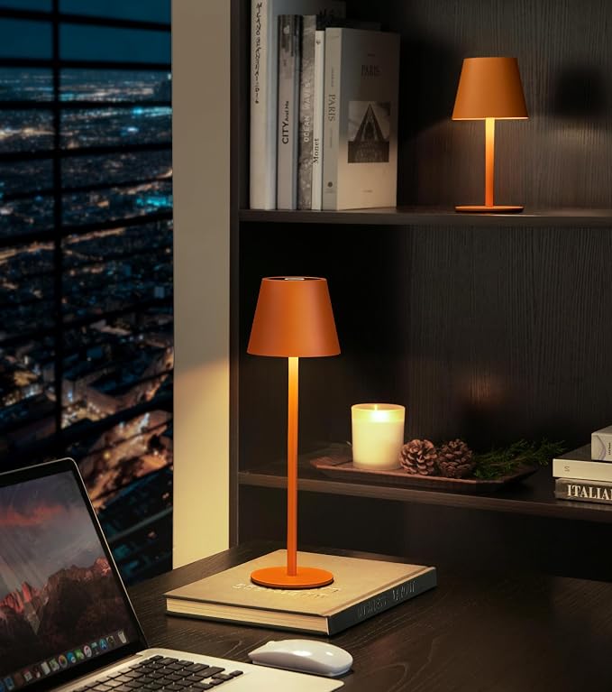 3 Pack Cordless Table Lamp, Portable Battery Operated Lamp with 3 Color Temps and Stepless Dimming, Rechargeable Table Lamp for Dinner, Desk, Cafe, Outdoor (Orange) - Image 2