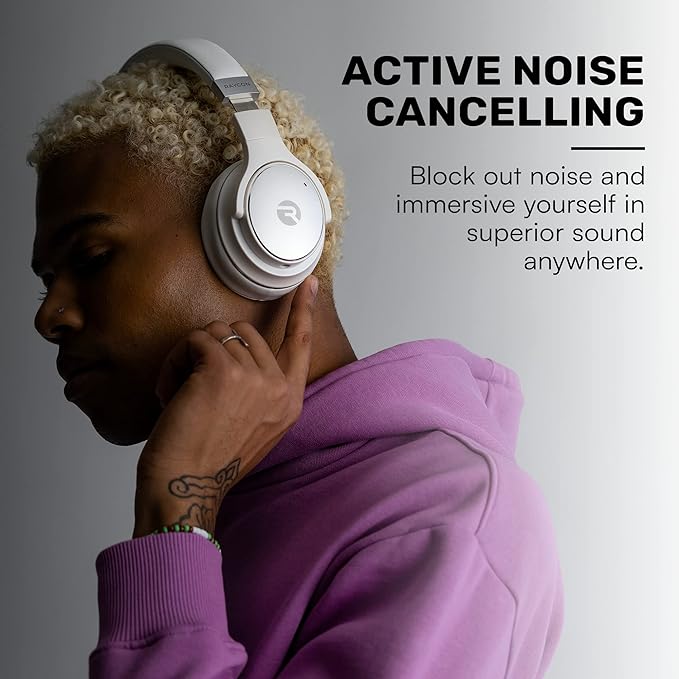 Raycon Everyday Bluetooth Headphones - Over The Ear, Active Noise Cancelling Wireless Headphones + Awareness Mode, Bluetooth Headset with Mic, 40 Hours of Battery Life (Rose Gold) - Image 4