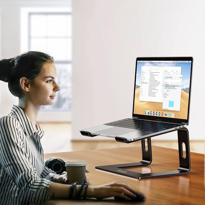 BESIGN LS03 Aluminum Laptop Stand, Ergonomic Detachable Computer Stand, Notebook Riser, Laptop Mount Compatible with Air, Pro, Dell, HP, Lenovo More 10-15.6" Laptops, Black - Image 7