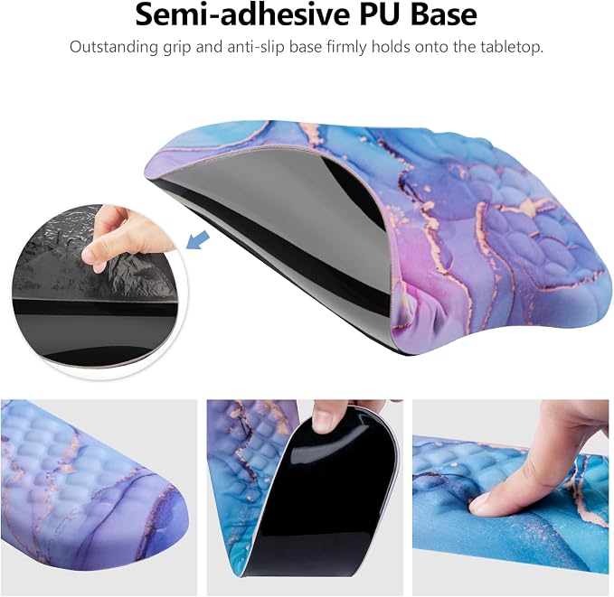 Mouse Pad Wrist Support, Laokiiy 2 in1 Keyboard Wrist Rest+ Ergonomic Mouse Pad, Non-Slip Wrist Rest for Computer Keyboard, Made Easy Typing & Relieve Wrist Pain(Blue Pink Marble) - Image 4