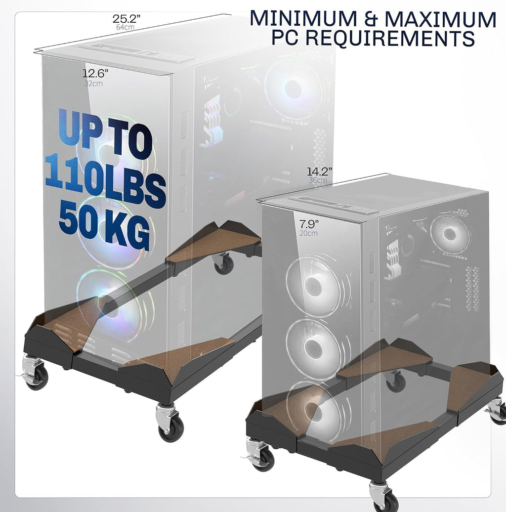 VIVO Premium Mobile Adjustable Large Steel Under Desk PC Cart - Image 6