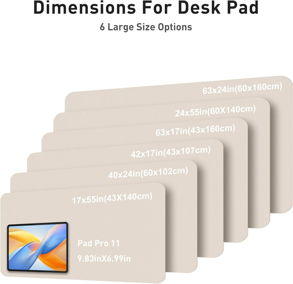 Aothia Faux Leather Desk Mat - Large Mouse Pad, Non-Slip PU Leather Blotter, Waterproof Writing Surface for Office and Home (Eggshell, 63" x 17") - Image 5