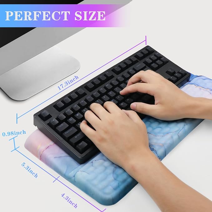 Computer Keyboard Stand with Wrist Rest, Ergonomic Tilted Keyboard Holder - Keyboard Riser with Wrist Pad - Keyboard Tray Support for Office Home - Aqua Marble - Image 6