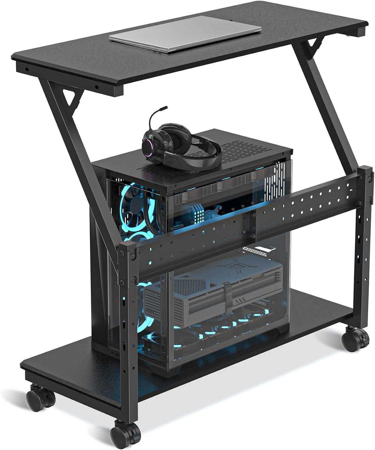 suptek Computer Tower Stand, 5 Levels Height Adjustable PC Tower Stand/Cart with Locking Wheels, 23.22"-31.10", Mobile Rolling CPU Holder, 29In Large PC Stand for Home Office, Black by suptek