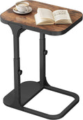 Kitstorack Ultra Stable & Durable End Table, Ajustable Height C Shaped Side Table for Couch, Sofa Side Table with Thickened Metal Frame for Living Room, Bedroom, Rustic by Kitstorack