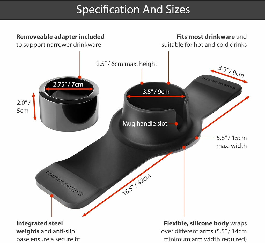 CouchCoaster® - Couch Armrest Cup Holder, Steel Grey - Image 6