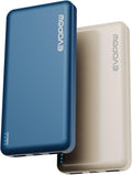 2Pack Portable Charger, 10000mAh Power Bank, Battery Pack, External Battery | Slimmer, Fast Charging, USB C in&Out, for iPhone Tablet Samsung Pixel Headphones etc (Blue&Beige) by EVOPOW