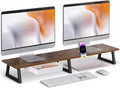 TEAMIX 42 inch Dual Monitor Stand Riser with Storage Drawer for Desk, Brown by TEAMIX