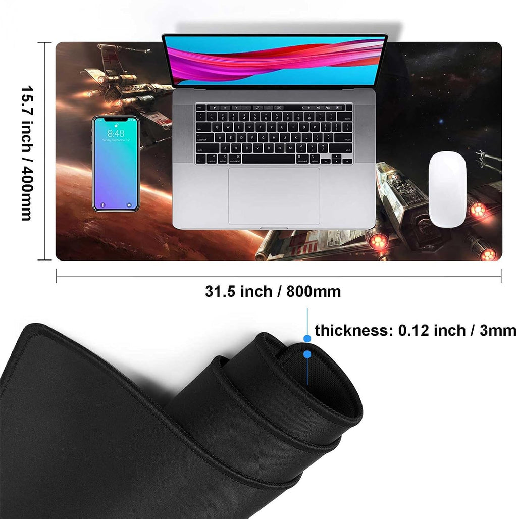 XXL Large Gaming Mouse Pad,Mousepad with Stitched Edge Frame & Non-Skid Rubber Base,Desk Mat for Work,Office Desk Pad for Laptop,Computer Keyboard and Mice Combo Pads Mouse Mat 31.5X15.7 inches - Image 5