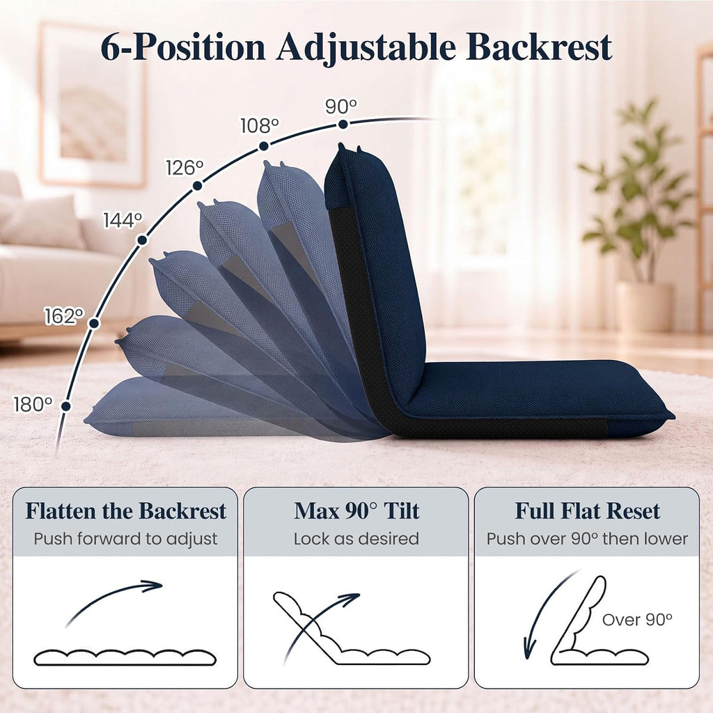 BECOMFORT 2 Pack Floor Chair, 6-Position Adjustable Mesh Meditation Chair - Image 4