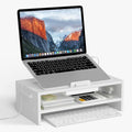 AFOOYO Adjustable Wood Laptop Stand, Ergonomic Height Angles Computer Holder Riser for Desk Compatible with Air, Pro, Dell, HP, Lenovo More 10-17.3" Laptops, White by AFOOYO
