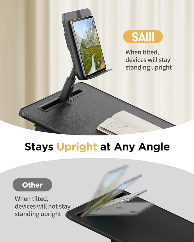 SAIJI Laptop Desk for Bed [XXL Extra Large] with Upgraded Book Stand | Multi-Purpose Lapdesk Bed Tray Desk for Working Writing Reading Drawing Couch Sofa Chair Floor - Image 3