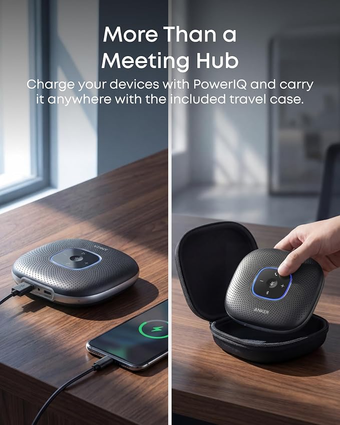 Anker PowerConf Speakerphone, Zoom Certified Conference Speaker with 6 Mics | 360° Enhanced Voice Pickup, 24H Call Time, Bluetooth 5.3, USB C, Compatible with Leading Platforms for Personal Workspaces - Image 5