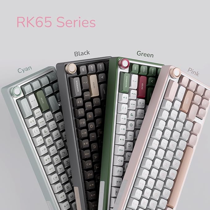 RK ROYAL KLUDGE R65 Wired Mechanical Keyboard with Volume Knob, 60% Percent RGB Backlit Gasket Mount Gaming Keyboard with PBT Keycaps, MDA Profile, QMK/VIA, 66 Keys Hot Swappable Cream Switch, Pink - Image 9