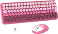 UBOTIE Wireless Keyboards and Mouse Combo (Rosy Gradient) | Colorful Gradient Rainbow Color Retro Typewriter Flexible Keyboard, 2.4GHz Connection and Optical Mouse for PC Wins Mac by UBOTIE