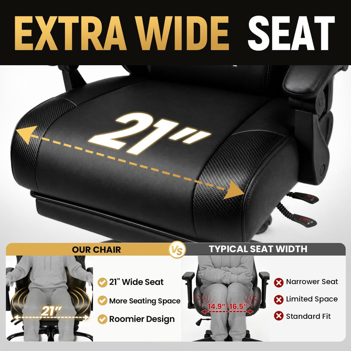 Gaming Chair for Adults with Footrest,Upgraded Ergonomic Chair,Arctic Black - Image 4