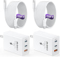 USB C Charger Block 100W, 3-Port GaN Super Fast Phone Charger for Samsung, Type C 65W Laptop Chargers with 10ft USB C Charging Cable for MacBook Pro/Air,iPad Pro, iPhone 17/16, S26 Ultra/S25[2 Pack] by Auorld