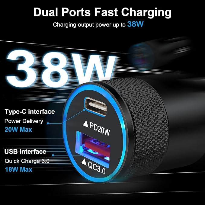 Type C Charger Fast Charging Block for Samsung Galaxy S25, A15 5G,A16,A55 | A35,A14,A13,A25,S24 S23 FE,A03s,A53,Z Fold6,20W PD 3.0 USB C Wall Charger 38W Car Adapter+2 PCS Android 6ft USB C-to-C Cable - Image 3