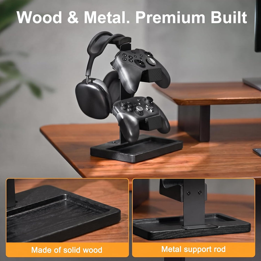 Solid Wood Controller Holder and Headphone Stand, Controller Stand for Desk - Image 3