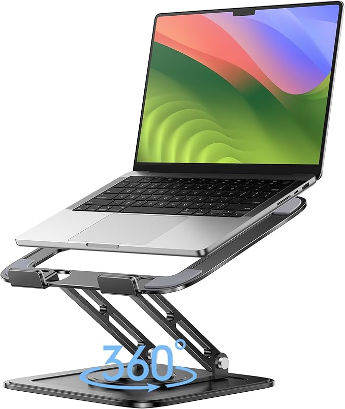 LOXP Adjustable Laptop Stand, Computer Stand with 360 Rotating Base | Ergonomic Laptop Riser Mount for Desk Foldable Protable Computer Desk Fits with MacBook Pro Air by LOXP