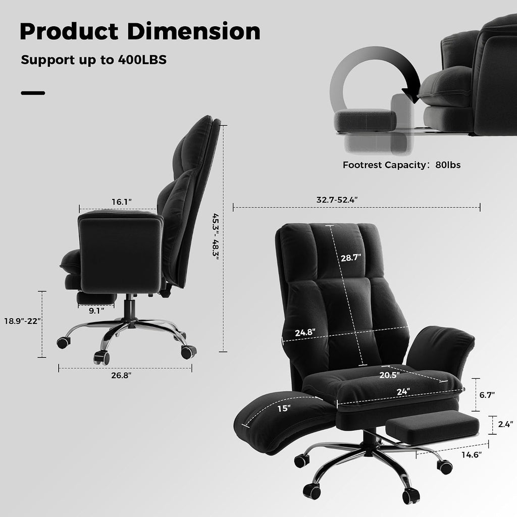 Big and Tall Office Chair, Flip Armrests for Pets & Cross Legged Sitting - Image 2