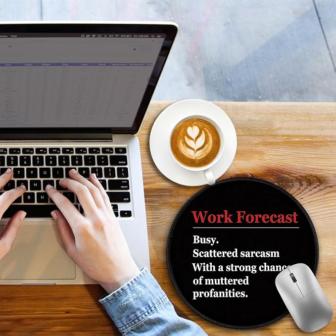 Funny Work Mouse Pad, Small Round Mousepad for Desk, Laptop | Mini Travel Wireless Mice Pad for Computer, Office Accessories, Coworker Gifts, 8.6 x 8.6 inch - Image 3