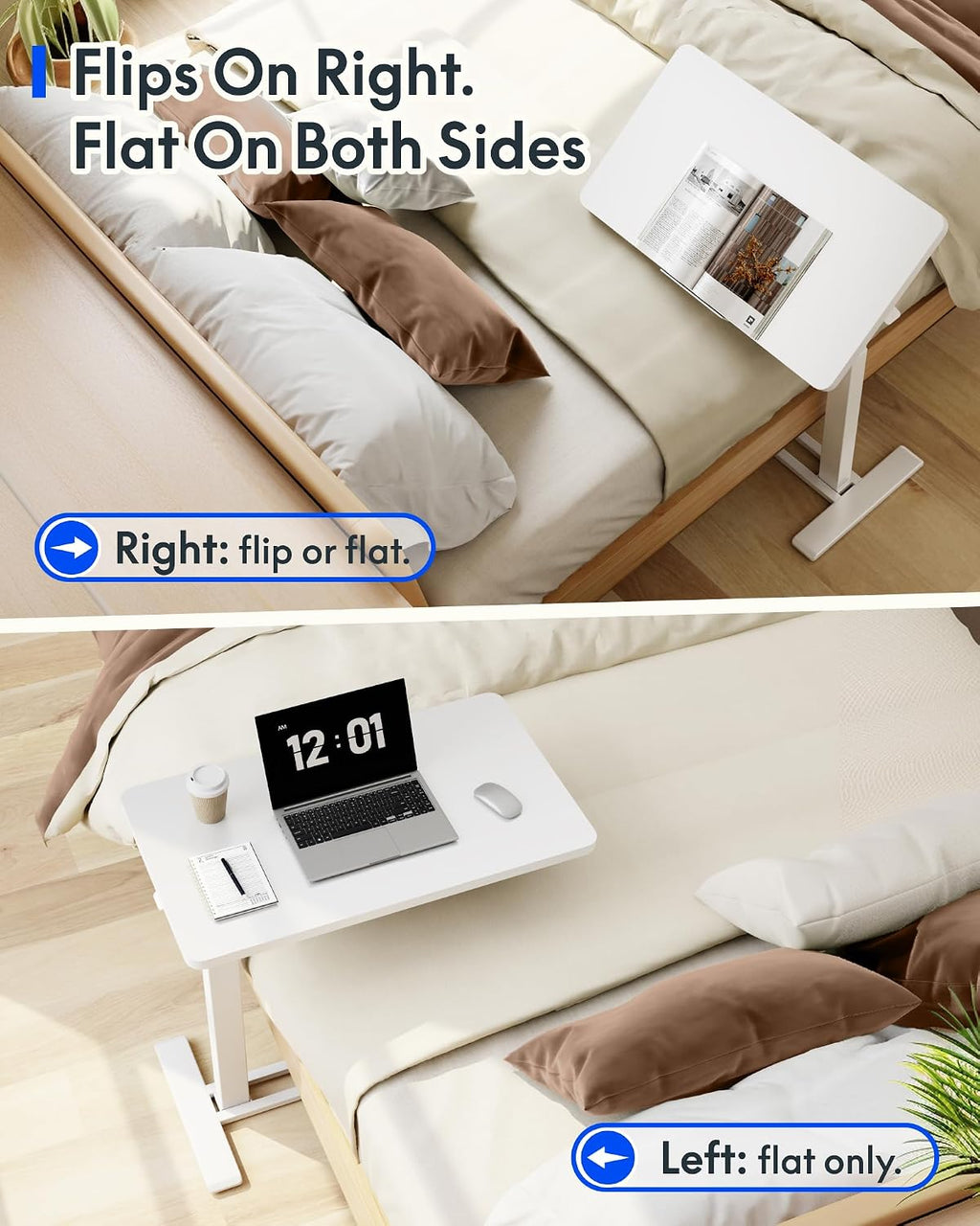 FLEXISPOT H7 PRO 90° Tiltable Mobile Overbed Table with Pneumatic Lift,32'' - Image 8