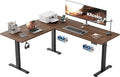Klicelor L Shaped Standing Desk 63 x 55.1 Inch Dual Motors, Electric Height Adjustable Corner Desk for Home Office Workstation, Ergonomic Sit Stand Computer Table with Memory Controller, Dark Walnut by Unknown
