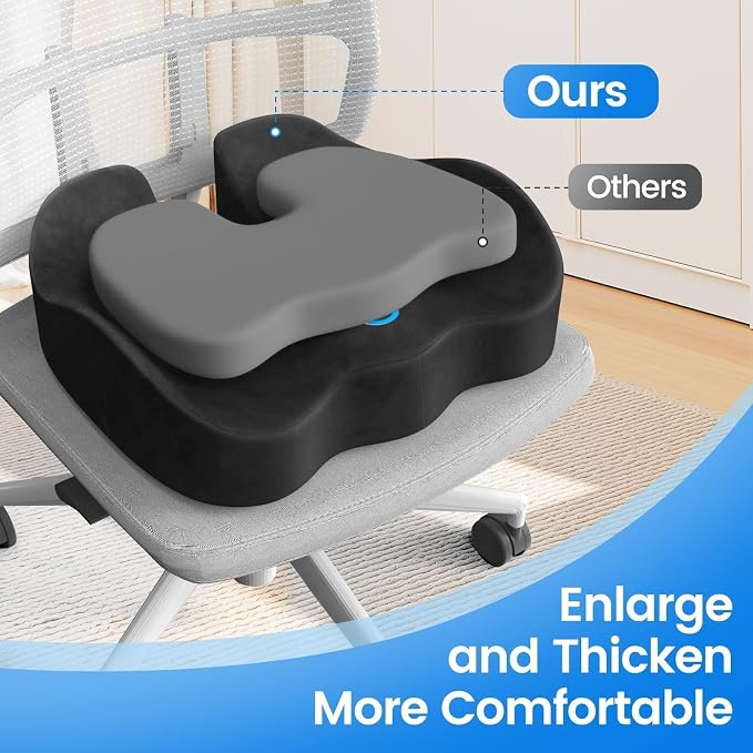 Seat Cushion, Non-Slip Memory Foam Chair Cushion for Taibone, Grey/Large | Chair Pillow with Handles for Car Office Chair, Tailbone/Sciatica Easing& Post-Surgery Recovery Chair Cushion - Image 6