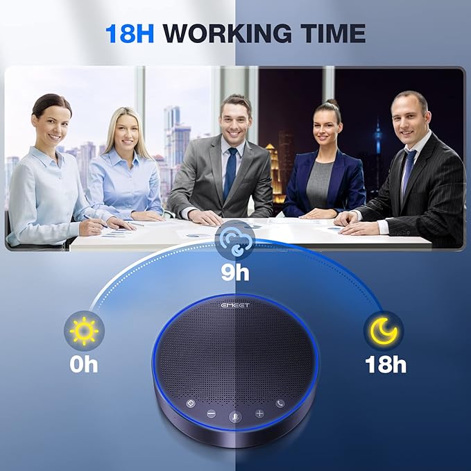 EMEET M3 Bluetooth Conference Speaker and Microphone, Zoom Certified | with 4 AI Mics 360° Voice Pickup, 18H Talk Time, USB 2.0&Bluetooth 5.0 with Daisy Chain for 20 People for Zoom Teams - Image 5